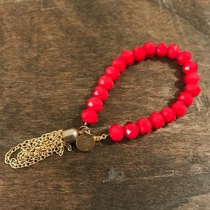 Bourbon and Bowties Red Beaded Tassel Bracelet